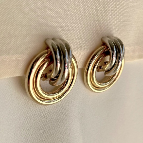 Gold and Silver Door Knocker Earrings - Picture 12 of 16